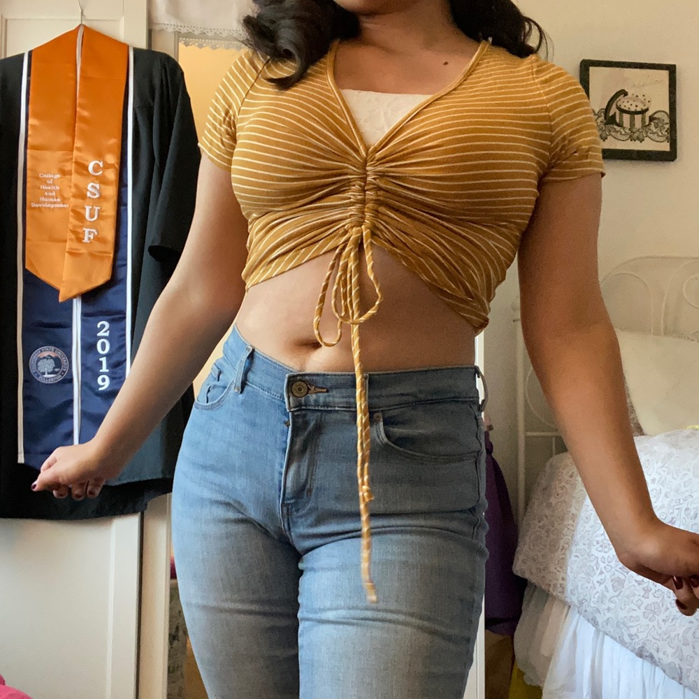 Mustard yellow crop top
